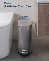 Garvee Cubos De Basura Slim 2.6 Galones Acero Inoxidable Con Cubeta Interior Removible Y Tapa De Cierre Suave Para Cocina Y Oficina - Compacto, Durable, Higiénico - Plateado