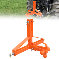 Garvee Receptor de Enganche de 3 Puntos para Tractor Categoría 1, 2 en Receptor, 3 Bolas y Gancho, Acero Reforzado, Uso Agrícola y Construcción