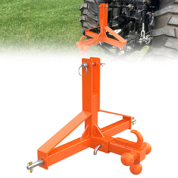 Garvee Receptor de Enganche de 3 Puntos para Tractor Categoría 1, 2 en Receptor, 3 Bolas y Gancho, Acero Reforzado, Uso Agrícola y Construcción