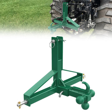 Garvee Receptor de Enganche de 3 Puntos para Tractor Categoría 1, Receptor de 5 cm, Bola y Gancho Pesados, Acero Reforzado con Recubrimiento en Polvo, Uso Agrícola y Construcción, Fácil Instalación