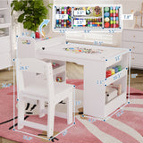 Garvee Mesa De Arte Infantil Con 2 Sillas, Escritorio De Madera Para Manualidades, Almacenaje Amplio, Superficie Resistente, Material No Tóxico, Hogar Y Aula - Blanco 3