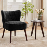 Garvee Silla De Acento Mid-Century De Madera Y Tela Cómoda Y Ergonómica Para Sala Y Dormitorio, Tamaño Adulto, Color Natural - Negro