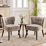 Garvee Silla De Acento Mid-Century De Madera Y Tela Cómoda Ergonómica Para Sala Y Dormitorio Color Neutro - Beige Claro