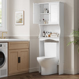 Garvee Gabinete De Almacenamiento Sobre Inodoro 3 Niveles Con Estantes Ajustables Y Puertas De Lamas Dobles Para Baños Pequeños Blanco
