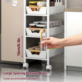 Garvee Carro De Cocina Móvil 5 Niveles Con Ruedas, Estructura De Metal, Estantes De Madera Y Plástico, Estabilidad Y Movimiento Flexible Para Cocina Y Baño, Negro