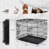 Garvee jaula para Perros 107 cm Portátil con Bandeja Extraíble y Doble Puerta, Acero Reforzado, Plegable, para Perros Pequeños, Interior y Viajes, Negro - Negro
