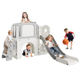 Garvee Tobogán infantil seguro y divertido, plástico resistente, fácil de montar, ideal para jardín y patio - Gris