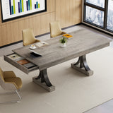 Garvee Mesa de Cocina de Madera 180 cm con Cajones Dobles, Base Doble Resistente, MDF, para Comedor y Oficina, Gran Superficie, Fácil de Limpiar