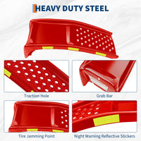 Garvee Juego de 2 Rampas para Autos 3629 kg Capacidad Acero Resistente Antideslizantes 91 × 33 × 23 cm para Camionetas y SUVs