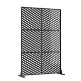 Garvee Panel de Privacidad Metálico para Jardín, Valla Decorativa Autoportante de Acero con Diseño Chevron, 120x183 cm, Negro - Patrón Chevron