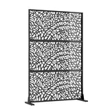 Garvee Panel de Privacidad Metálico para Jardín, Valla Decorativa Autoportante de Acero con Diseño Fragmentado, 120x183 cm, Negro - Mosaico Fragmentado