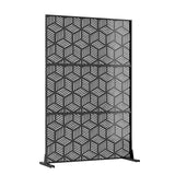 Garvee Panel de Privacidad Metálico para Jardín, Valla Decorativa Autoportante de Acero con Diseño de Cubos 3D, 120x183 cm, Negro - Negro