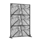 Garvee Panel de Privacidad Metálico para Jardín, Valla Decorativa Autoportante de Acero con Diseño de Hojas de Palma, 120x183 cm, Negro - Hojas de Palmera
