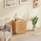Garvee Cómoda Fluted con 3 Cajones MDF Resistente Tiradores Metálicos para Dormitorio y Sala 28x17x30 Blanco Negro Madera Verde - 