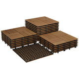 Garvee 33 Piezas Baldosas de Madera de Acacia Interbloqueables, Resistente al Clima, Antideslizante, Marrón, Para Patio y Balcón - Marrón