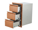 Garvee Cajones para Cocina Exterior 36 × 61 × 46 cm Acero Inoxidable Triple Cajones Suaves y Silenciosos con Puerta Lateral para Isla de Parrilla en Patio - Marrón