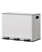 Garvee Cubo de Basura de Cocina 3×15L, Acero Inoxidable, Sistema de Separación de Basura, Tapa de Cierre Suave, Blanco, para Reciclaje y Basura Orgánica - Blanco