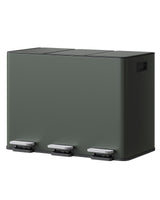 Garvee Cubo de Basura de Cocina 3×15L, Acero Inoxidable, Sistema de Separación de Basura, Tapa de Cierre Suave, Gris-Verde, para Reciclaje y Basura Orgánica - Verde Grisáceo