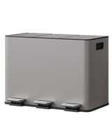 Garvee Cubo de Basura de Cocina 3×15L, Acero Inoxidable, Sistema de Separación de Basura, Tapa de Cierre Suave, Beige, para Reciclaje y Basura Orgánica - Beige
