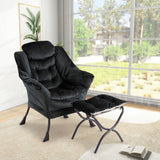 Garvee Sillón Lazy con Otomana Plegable, Tela Transpirable, Diseño Ergonómico, Negro, para Sala y Oficina - Negro
