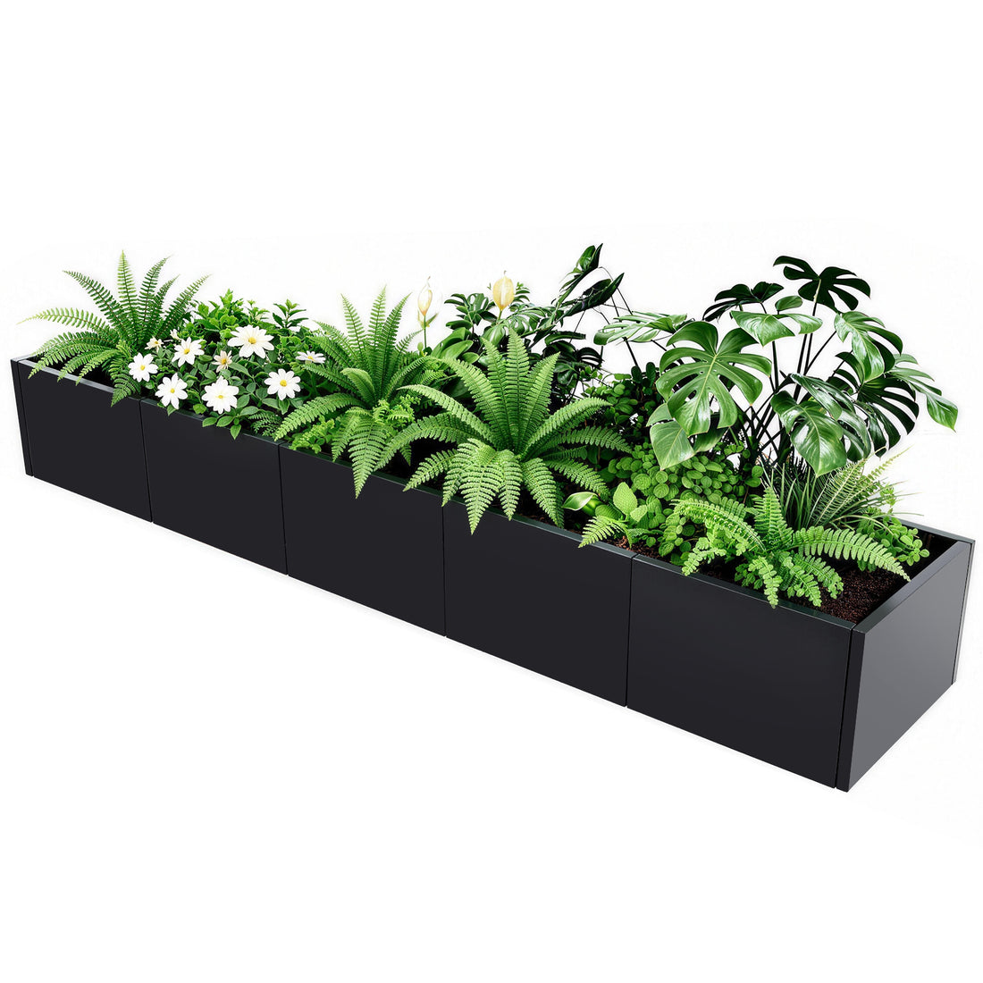 Garvee Jardinera Elevada Moderna De Acero Negro Resistente Al Clima Sin Base Para Drenaje Uso Interior Y Exterior