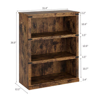 Garvee Estantería De 3 Baldas Estilo Granja, Madera MDF, Diseño Colonial, Alta Capacidad, Estable Para Sala O Oficina, Color Madera Vintage