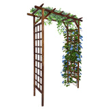 Garvee Arco De Jardín De Madera Maciza De Abeto 85in Soporte Para Plantas Trepadoras Diseño Con Techo Plano Lattice Doble Capa Decoración Para Bodas Y Jardines - Marrón Oscuro