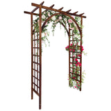 Garvee Arco de jardín de madera maciza de abeto 216cm, soporte para plantas trepadoras, diseño de enrejado doble, resistente a humedad, marrón oscuro - Marrón oscuro