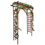 Garvee Arco de Jardín de Madera Maciza de Abeto con Doble Rejilla, 216 cm de Altura, Resistente a la Humedad, Color Teca - Teca