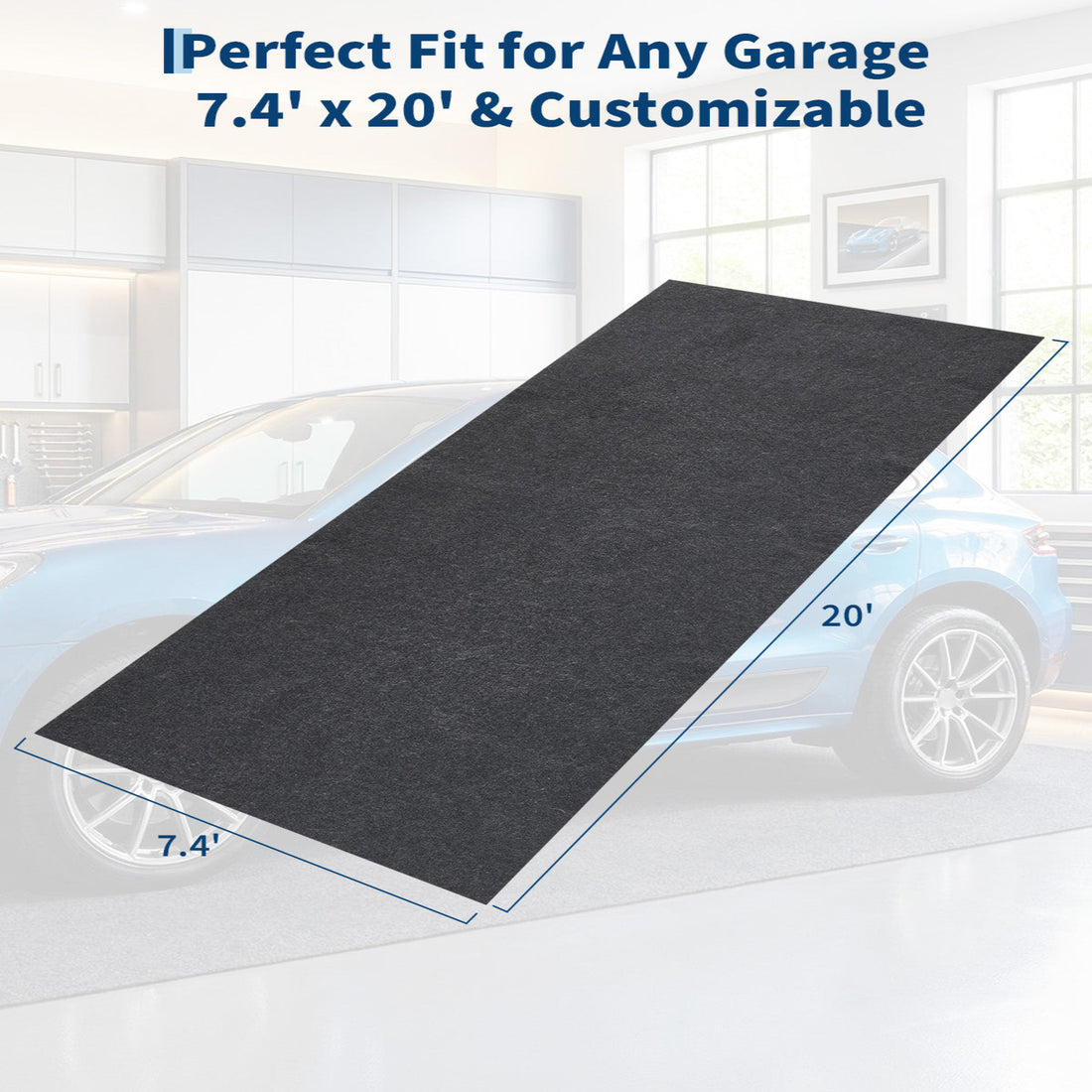 Garvee Alfombra Protectora de Suelo para Garaje 224x610 cm Absorbente y Resistente a Fluidos con Base Impermeable Gris Oscuro