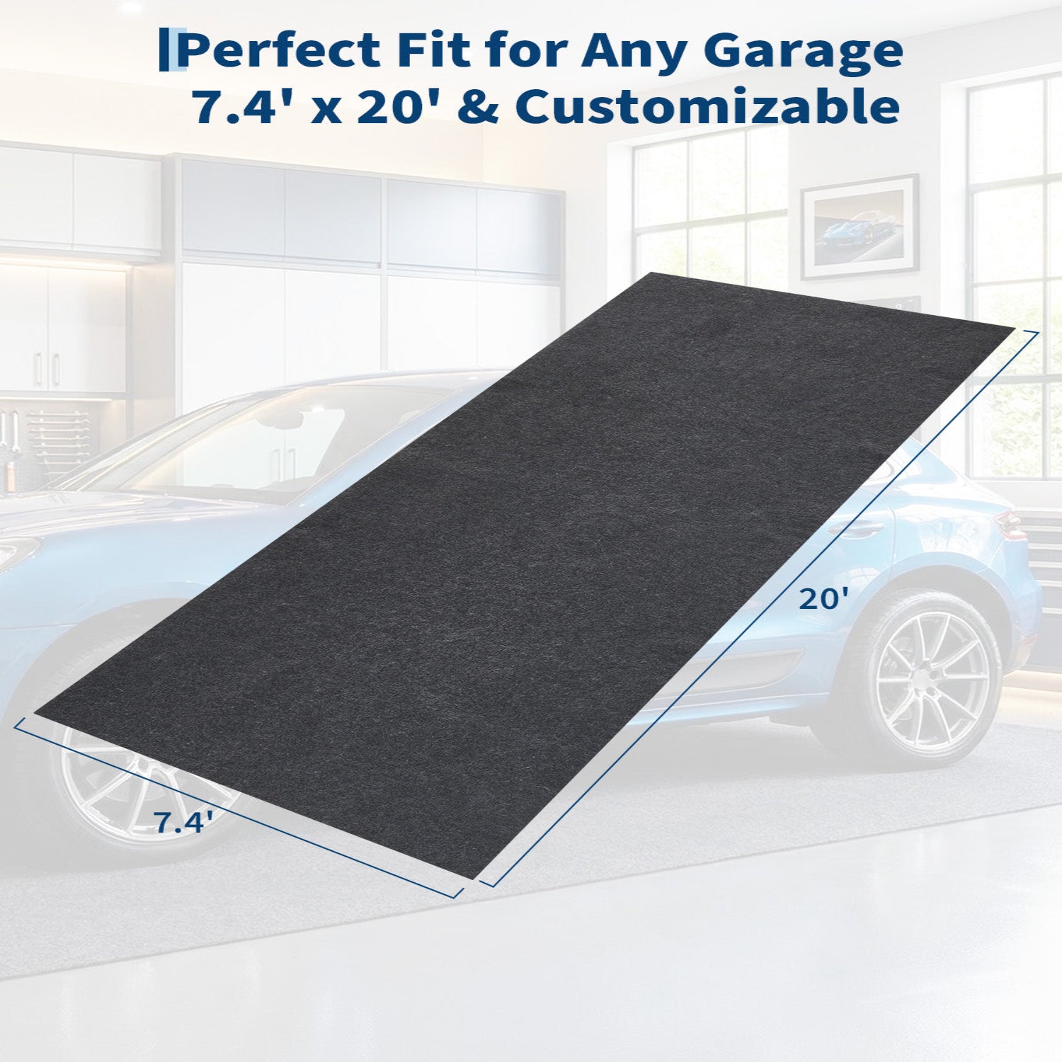 Garvee Alfombra Protectora de Suelo para Garaje 224x610 cm Absorbente y Resistente a Fluidos con Base Impermeable Gris Oscuro