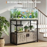 Garvee Soporte para Acuario 40-50 Galones con Gabinete, Estructura Metálica Resistente, Ajustable para Sala y Oficina, Moderno - Gris