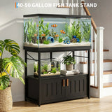 Garvee Soporte Para Acuario 40-50 Galones Con Gabinete De Almacenaje, Marco Metálico Resistente, Negro, Ideal Para Sala - Negro