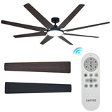 Garvee Ventilador de Techo con Ocho Aspas Reversibles Luz LED Ajustable y Mando a Distancia Silencioso, 175 cm Negro