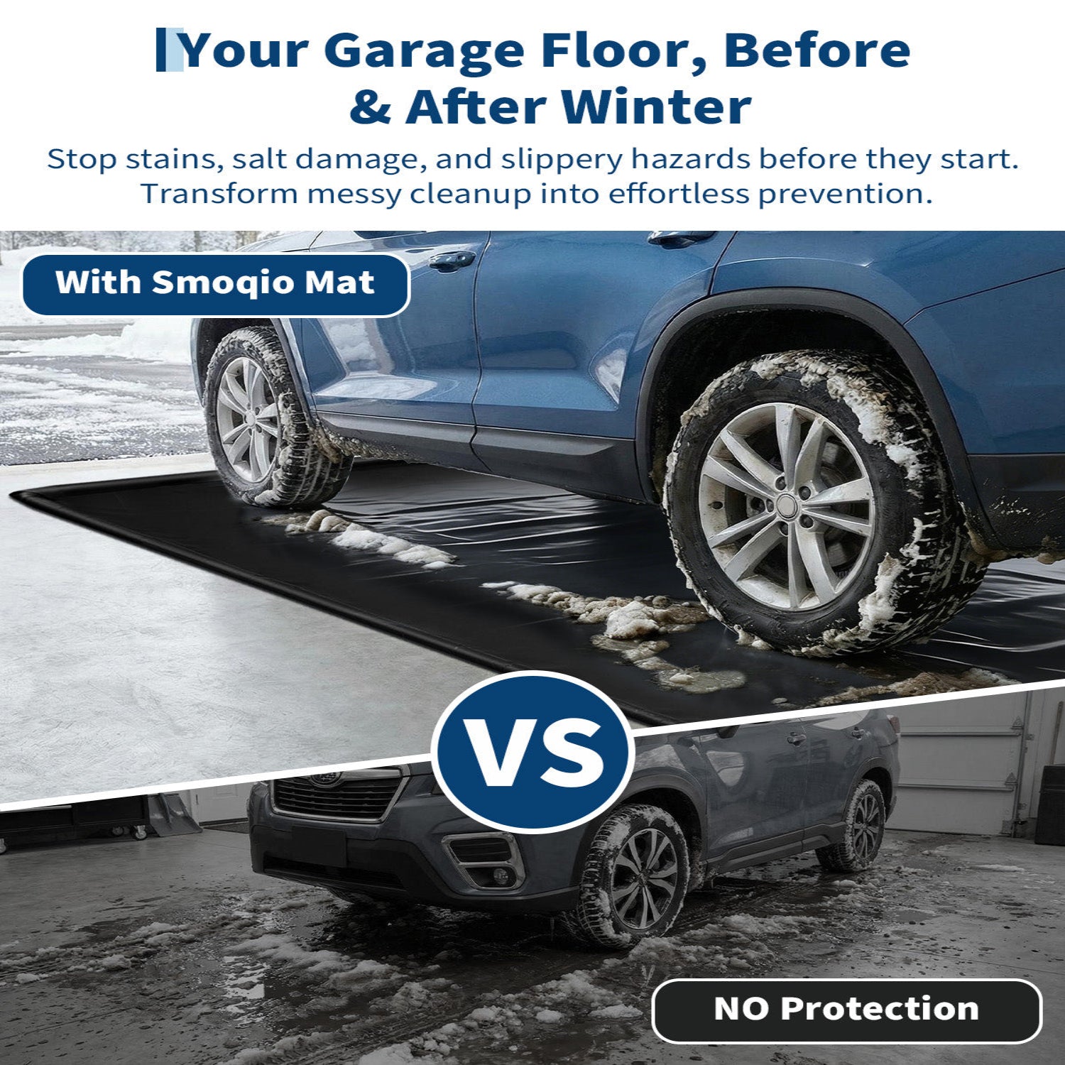 Garvee Alfombra de Contención para Garaje 236x488 cm Protector de Suelo de PVC Impermeable con Bordes de Espuma Elevados Negro