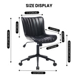 Garvee Silla De Oficina Con Tela Rayada Sin Brazos Ajustable 360° Giratoria Estructura Metálica Blanca Compacta Para Espacios Pequeños Gris Azul Verde - Negro