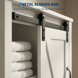 Garvee Estante sobre Inodoro de MDF con Puerta Corredera de Estilo Granero para Almacenamiento de Baño Blanco