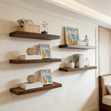 Garvee Estantes Flotantes De Pared Set De 5 Madera MDF Con Soportes De Metal Diseño Rústico Marrón Para Sala Y Cocina - Marrón-5