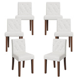 Garvee Sillas de Comedor Tapizadas en Lino y Algodon con Respaldo Alto y Patas de Madera Dos Unidades, Beige