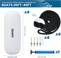 Garvee Protectores para Barcos 4 Piezas 25x71 cm PVC Resistente con Líneas de Amarre y Bomba para Muelles y Yates Blanco