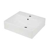 Garvee Lavabo Sobre Encimera Rectangular de Ceramica Blanca Brillante con Borde Fino Rebosadero y Un Agujero, Blanco - 