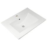 Garvee Lavabo Rectangular de Ceramica Blanca Brillante para Encimera con Rebosadero y Un Agujero para Grifo, 60 cm Blanco