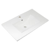 Garvee Lavabo Rectangular de Ceramica Blanca Brillante para Encimera con Rebosadero y Un Agujero para Grifo, 76 cm Blanco