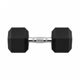 Garvee Mancuerna Hexagonal de Hierro Fundido con Revestimiento PVC y Mango Cromado Antideslizante, 18 kg Negro