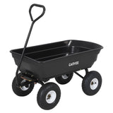 Garvee Carro Volcador de Jardin Resistente de Polietileno con Funcion de Descarga Rapida Neumaticos de Goma Soporta 272 kg, Negro