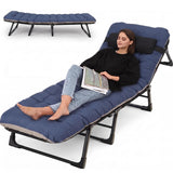 Garvee Cama Plegable para Camping con Colchon Acolchado y Estructura de Hierro de Ocho Patas Muy Resistente, 170 cm Azul y Gris