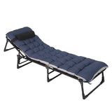 Garvee Cama Plegable para Camping con Colchon Acolchado y Estructura de Hierro de Ocho Patas Muy Resistente, 190 cm Azul y Gris