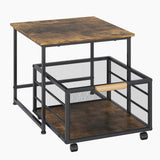 Garvee Soporte Movil para Nevera de Madera y Metal Resistente con Cajon y Ruedas Giratorias Soporta 136 kg, 50x50 cm Marron