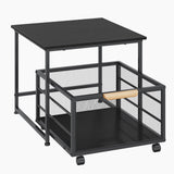 Garvee Soporte Movil para Nevera de Madera y Metal Resistente con Cajon y Ruedas Giratorias Soporta 136 kg, 50x50 cm Negro