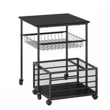 Garvee Soporte Movil para Nevera de Madera y Metal Resistente con Cajon y Ruedas Giratorias Soporta 136 kg, 50x50 cm Negro